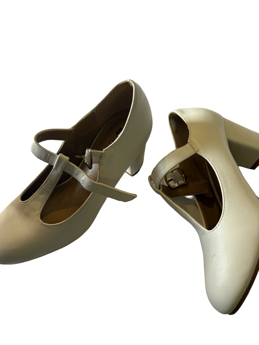 IDIFU Cream Block Heel Pumps